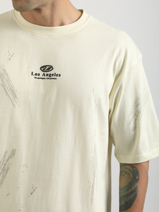 Los Angles Cream Half Sleeve T-Shirt