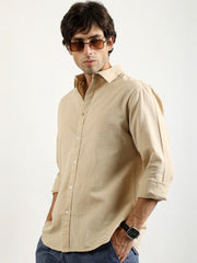 Cotton Linen Beige Full Sleeve Shirt