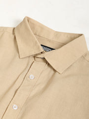 Cotton Linen Beige Full Sleeve Shirt
