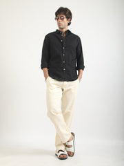 Cotton Linen Black Full Sleeve Shirt