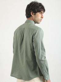 Cotton Linen Green Full Sleeve Shirt