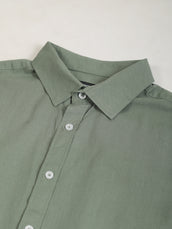 Cotton Linen Green Full Sleeve Shirt