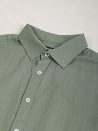 Cotton Linen Green Full Sleeve Shirt