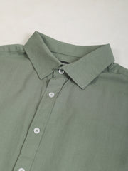 Cotton Linen Green Full Sleeve Shirt