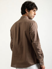 Cotton Linen Light Brown Full Sleeve Shirt