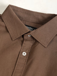 Cotton Linen Light Brown Full Sleeve Shirt