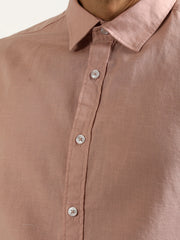Cotton Linen Pink Full Sleeve Shirt