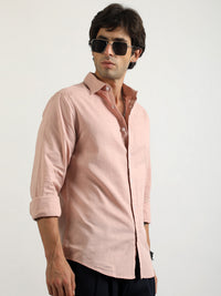 Cotton Linen Pink Full Sleeve Shirt