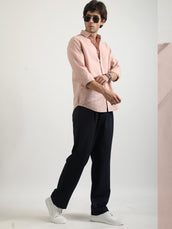 Cotton Linen Pink Full Sleeve Shirt