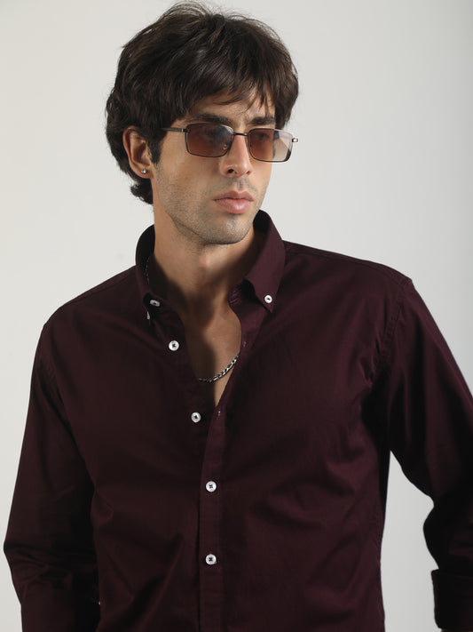 Soft Twill Maroon Full Sleeve Shirt