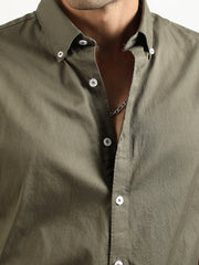 Soft Twill Olive Full Sleeve Shirt
