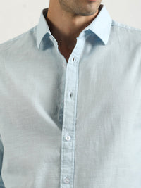 Cotton Linen Sky Blue Full Sleeve Shirt