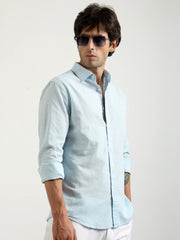 Cotton Linen Sky Blue Full Sleeve Shirt