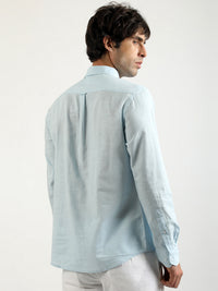 Cotton Linen Sky Blue Full Sleeve Shirt