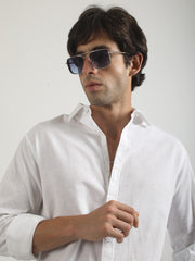 Cotton Linen White Full Sleeve Shirt