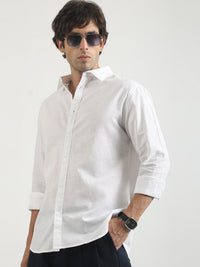 Cotton Linen White Full Sleeve Shirt