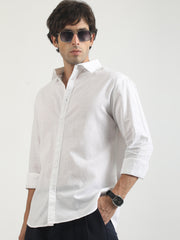 Cotton Linen White Full Sleeve Shirt