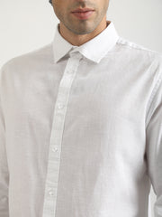 Cotton Linen White Full Sleeve Shirt