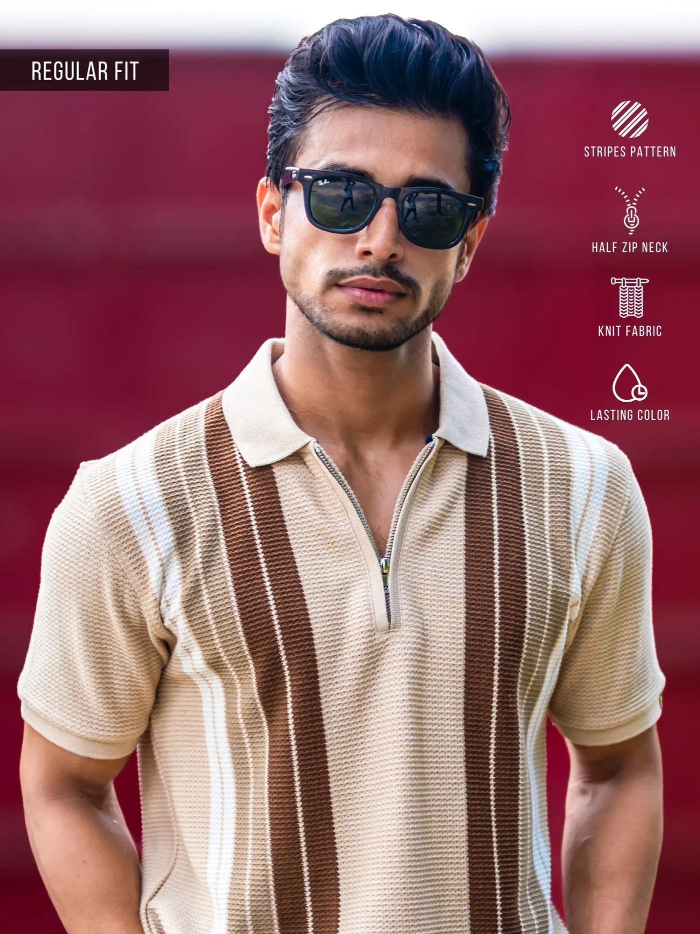 Knitridge Biscuit Half Sleeve Polo T-Shirt