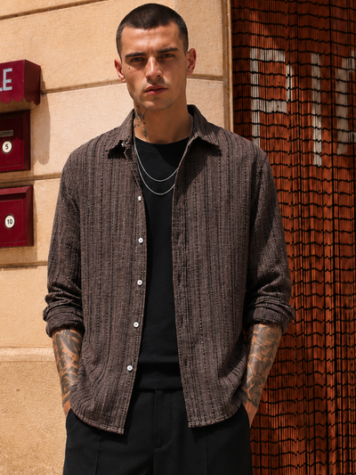 Broken Pinstripes Maroon Shirt