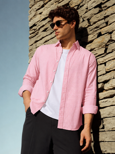 Mini Checks Pink Full Sleeve Shirt