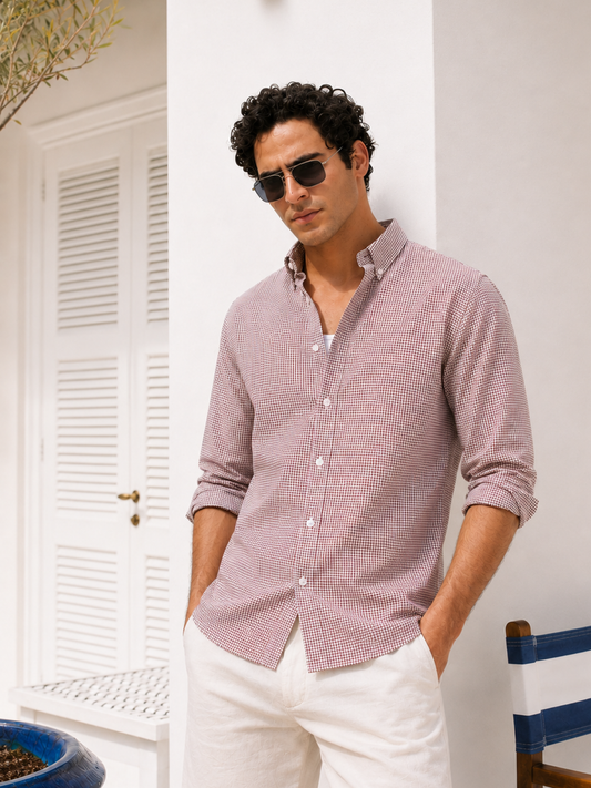 Mini Checks Red Full Sleeve Shirt