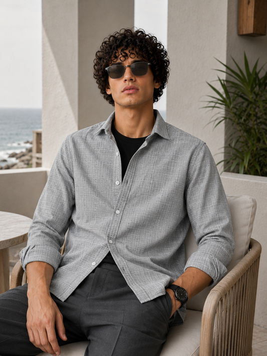 Light Grey Checks Shirt
