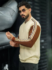 Tri-Color Cream Full Sleeve Tshirt