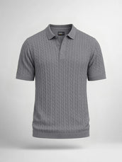 Grey Knit Half Sleeve Polo T-Shirt