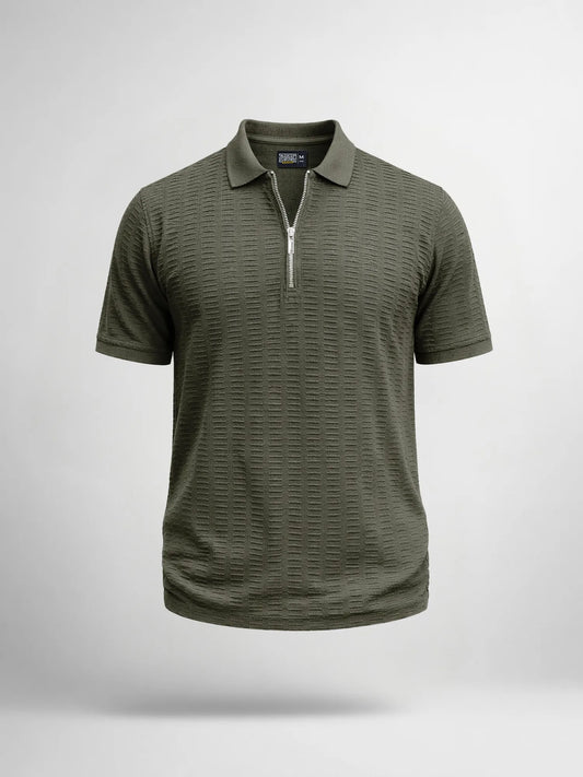 Matrix Knit Dark Grey Half Sleeve Polo T-Shirt