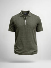 Matrix Knit Dark Grey Half Sleeve Polo T-Shirt