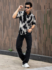 Spray Art Half White Half Sleeve Polo T-Shirt