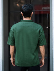 Dark green half sleeve brooklyn zipper polo t-shirt for men - view 4