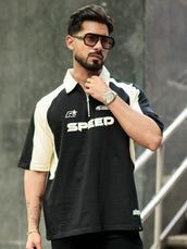 Speed Black Polo Half Sleeve T-Shirt