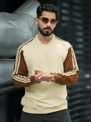 Tri-Color Cream Full Sleeve Tshirt