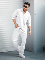 Umbrella White Full Sleeve Polo T-Shirt