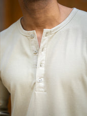Waffle Beige Henley Full Sleeve Tshirt