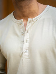 Waffle Beige Henley Full Sleeve Tshirt