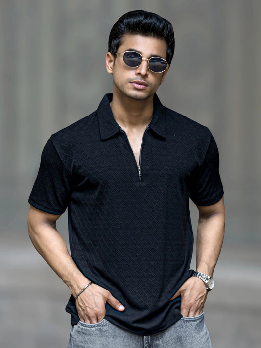 Frank Black Half Sleeve Polo T-Shirt