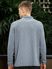 Street Blocks Light Grey Full Sleeve Polo T-Shirt