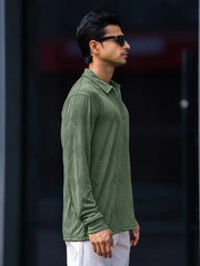 Rhombus Hunter Green Full Sleeve Polo T-Shirt