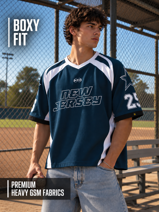Teal Blue New Jersey Half Sleeve T-Shirt