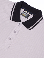 DropKnit Contrast Silver Grey Half Sleeve Polo T-Shirt