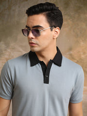 Plain Light Grey Polo Half Sleeve T-Shirt