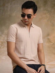 Matrix Knit Butterscotch Half Sleeve Polo T-Shirt