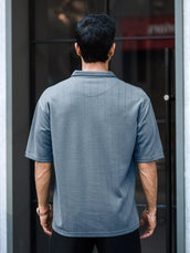 Light grey half sleeve brooklyn zipper polo t-shirt for men - view 3