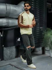 Tri-Color Cream Full Sleeve Tshirt