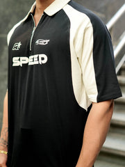 Speed Black Polo Half Sleeve T-Shirt