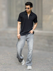 Frank Black Half Sleeve Polo T-Shirt