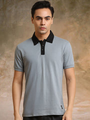 Plain Light Grey Polo Half Sleeve T-Shirt
